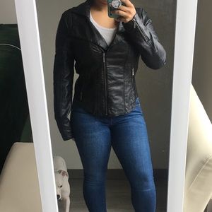 Sexy Black Faux Leather Jacket